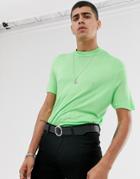 Asos Design T-shirt In Drapey Viscose In Neon Green - Green