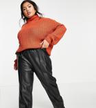 Threadbare Plus Grace Roll Neck Sweater In Ginger Spice-orange