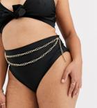 Wolf & Whistle Curve Exclusive Eco High Waist Bikini Bottom With Mesh Skirt In Black
