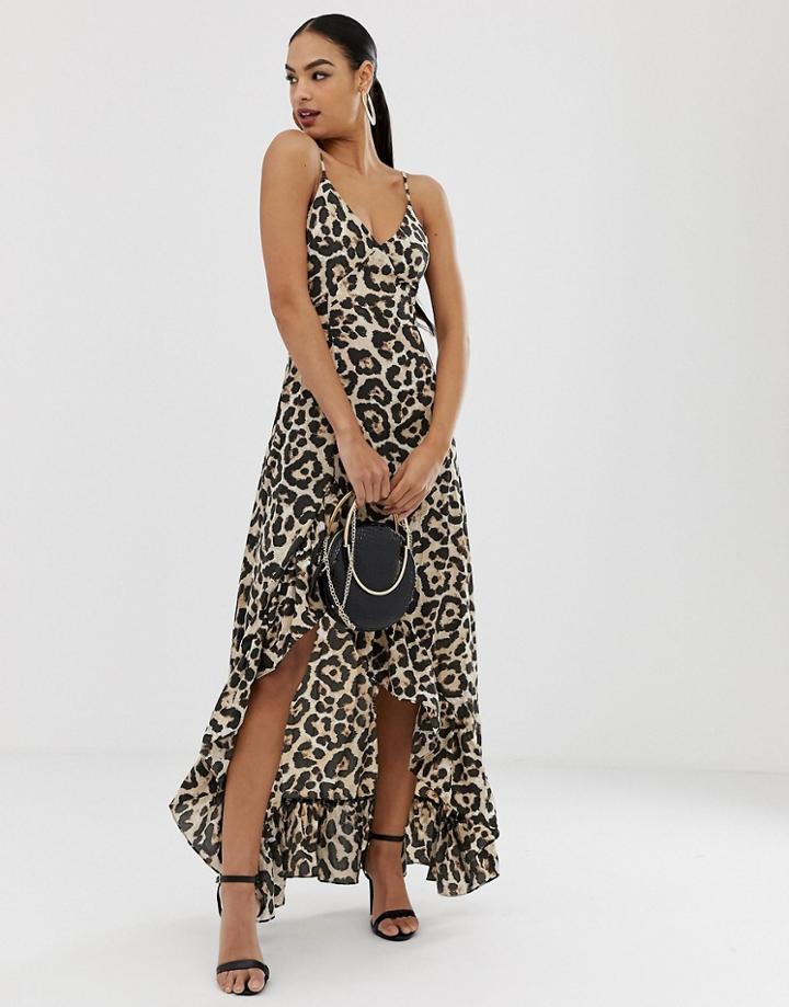 In The Style Binky Leopard Frill Hem Maxi Dress - Multi