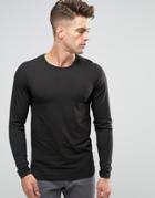 Jack & Jones Long Sleeve T-shirt In Regular Fit - Black