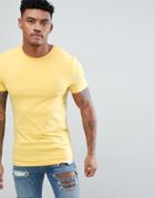 Asos Muscle Fit T-shirt With Crew Neck - Yellow