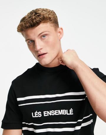 River Island Les Ensemble Slim T-shirt In Black