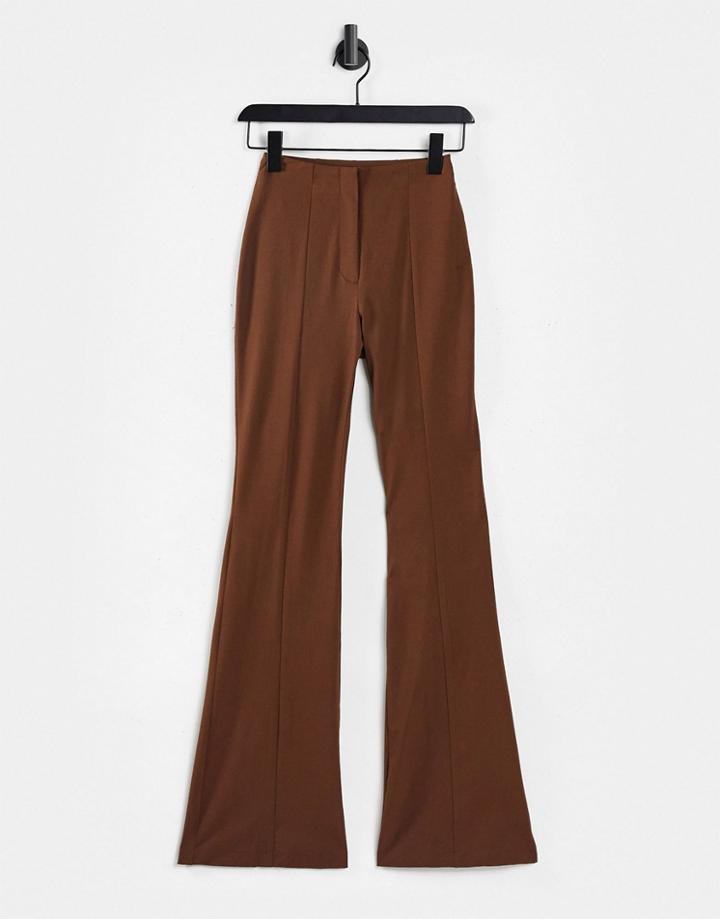 Monki Violet Flare Pants In Brown