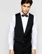 Hart Hollywood By Nick Hart 100% Wool Vest With Lapel In Slim Fit - Black