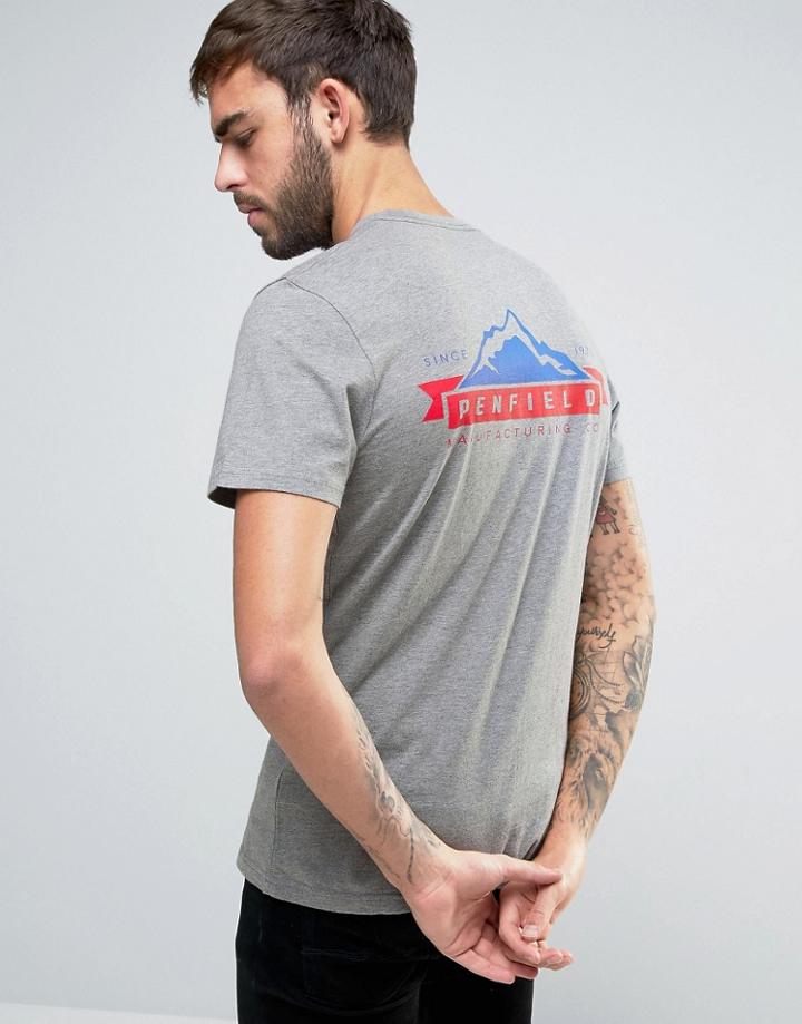 Penfield Back Mountain Logo T-shirt In Gray Marl Exclusive - Gray