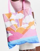Skinnydip Tote Bag In Pink With Landscape Print-multi