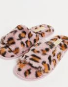Truffle Collection Faux Fur Slippers In Print-multi