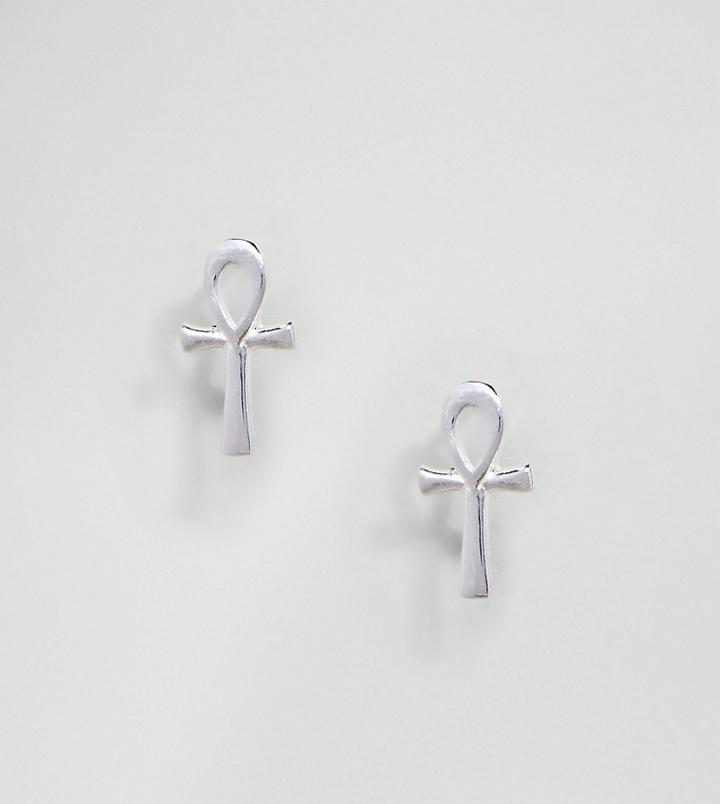 Reclaimed Vintage Inspired Ankh Stud Earrings In Sterling Silver Exclusive To Asos - Silver