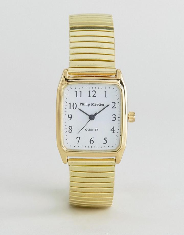 Philip Mercier Gold Bracelet Watch With Square Dial - Gold