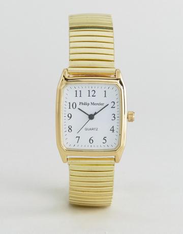 Philip Mercier Gold Bracelet Watch With Square Dial - Gold
