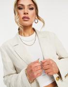 Asos Design Dad Tracksuit Linen Suit Blazer In Beige-neutral