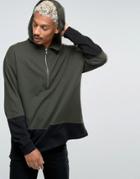 Asos Oversized Hoodie With Cut & Sew - Green