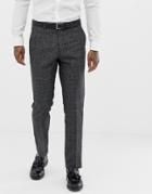 Harry Brown Textured Slim Fit Gray Check Suit Pants - Gray