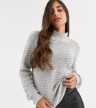 Y.a.s Tall Textured High Neck Knitted Sweater-gray