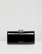Ted Baker Patent Leather Purse With Crystal Clasp - Black