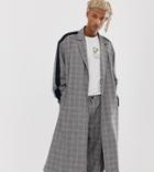 Asos Made In Kenya Check Duster Overcoat With Side Stripe-gray