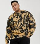 Asos Design Plus Oversized Sweatshirt With Acid Wash In Black - Black