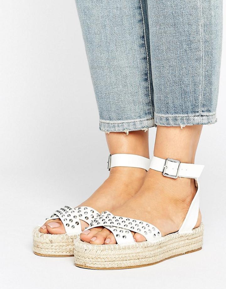 Asos Jammin Studded Sandal Espadrilles - White