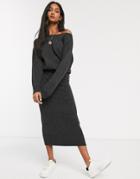 Micha Lounge Overlay Knitted Dress With Rib Hem