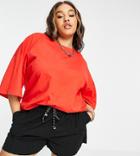 Asos Design Curve T-shirt In Oversized Boxy Fit In Red