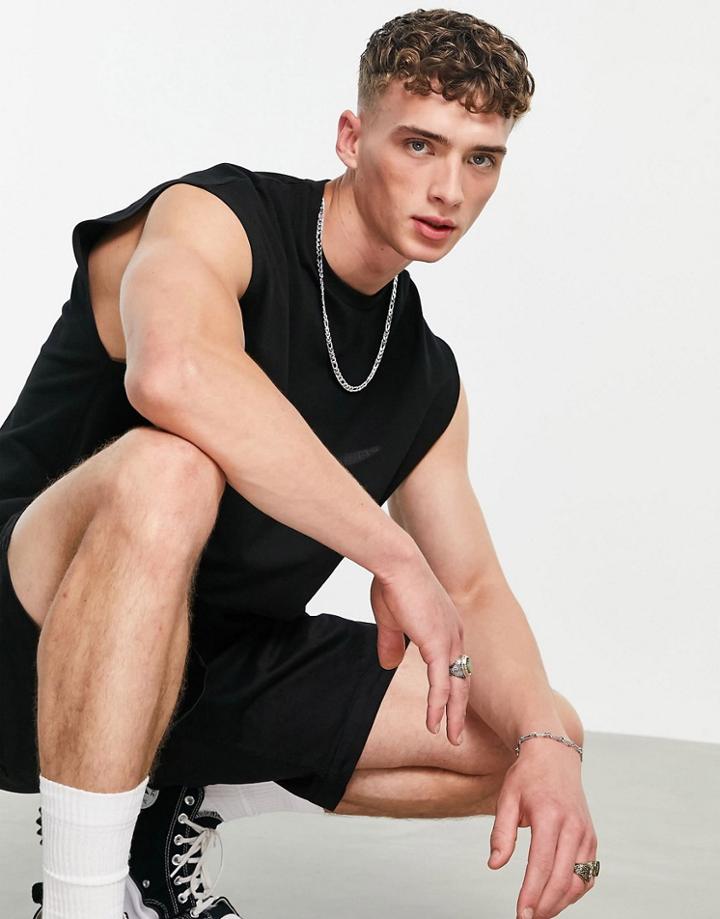 Asos Design Relaxed Pique Tank In Black