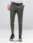 Noak Slim Suit Pants In Fleck Wool - Green