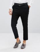 Asos Tapered Smart Pants In Black Waffle Fabric - Black