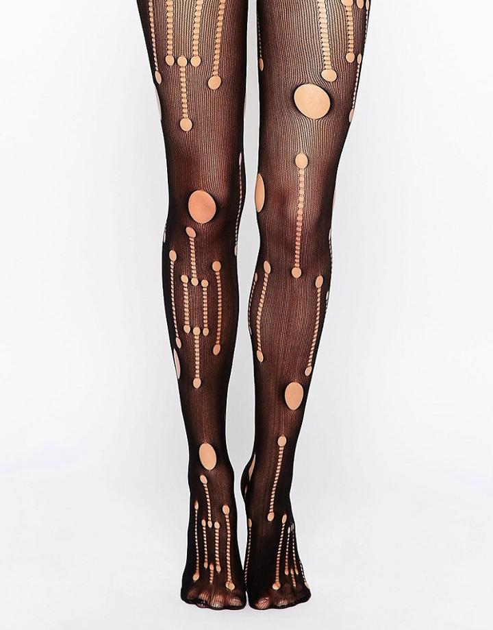 Leg Avenue Punk Rock Ripped Tights - Black