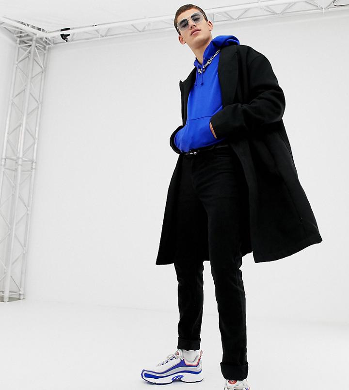 Collusion Tall Overcoat In Black - Black