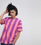 Puma Vertical Stripe T-shirt In Pink Exclusive To Asos - Pink