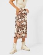 Stradivarius Printed Midi Skirt In Wave Print-multi
