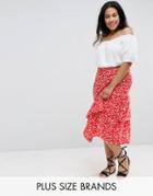 Influence Plus Floral Layered Midi Skirt - Red