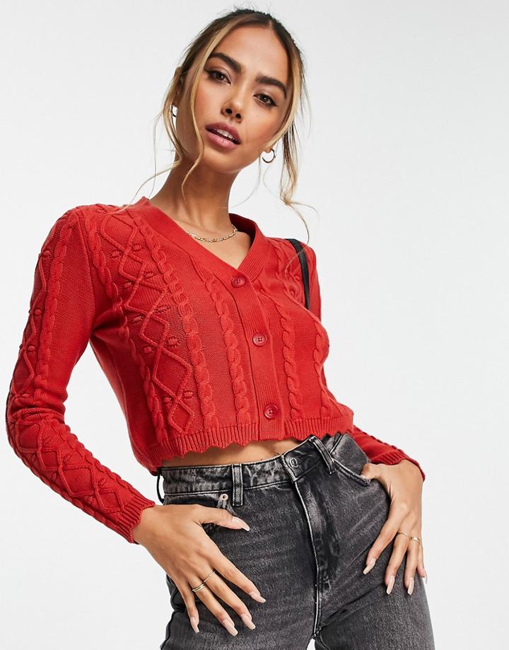 Urban Revivo Cable Knitted Sweater In Red