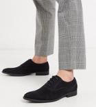 Asos Design Wide Fit Oxford Shoes In Black Faux Suede