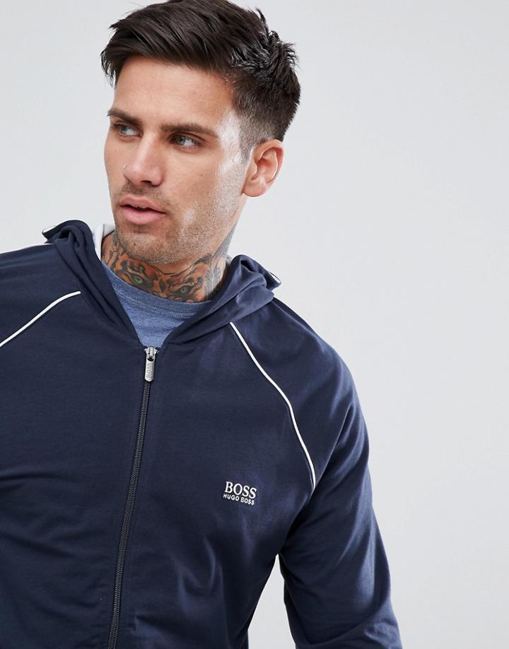 Boss Zip Thru Jacket With Hood - Navy