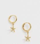 Orelia Gold Plated Starfish Drop Huggie Hoop Earrings - Gold