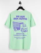 Crooked Tongues Oversized T-shirt With Dem Moves In Bright Green - Part Of A Set