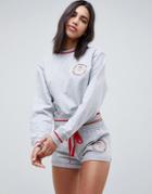 Asos Design Lounge Come Together Sweat And Short Set - Gray