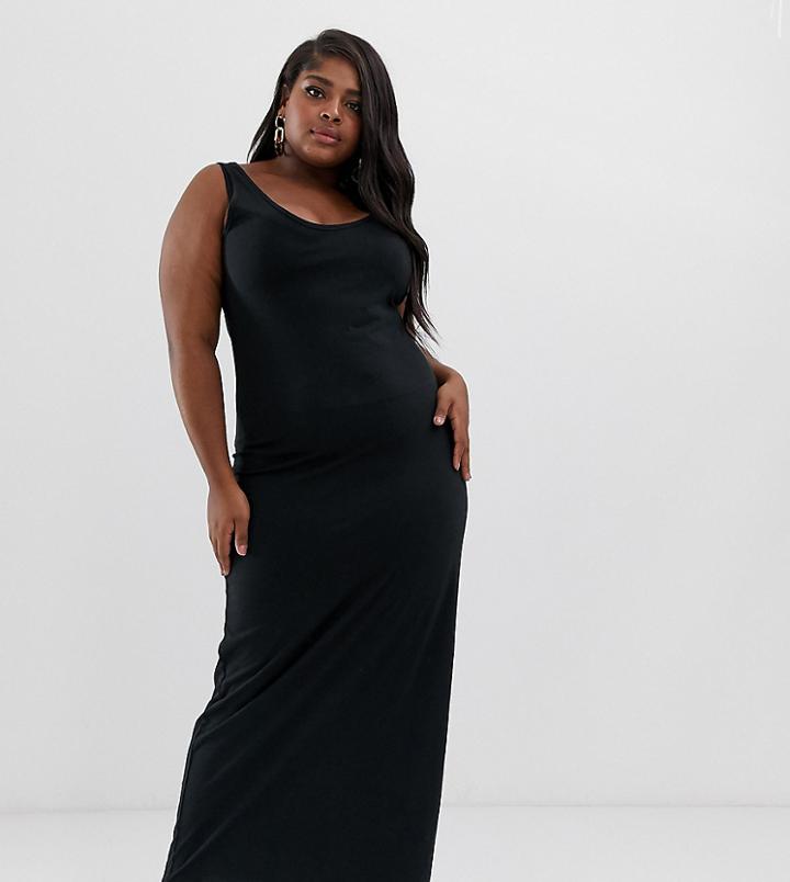 Vero Moda Curve Jersey Maxi Dress In Black - Black