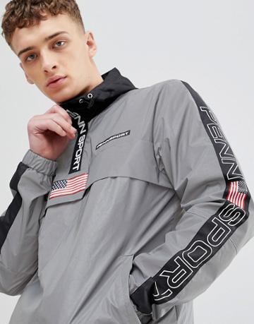 Penn Sport Windbreaker Hooded Jacket In Reflective - Black