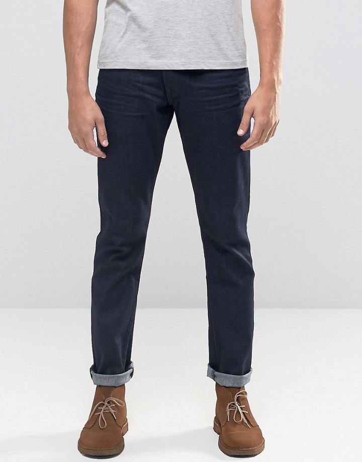 Wrangler Larston Slim Tapered Jeans In Rinse Wash - Navy