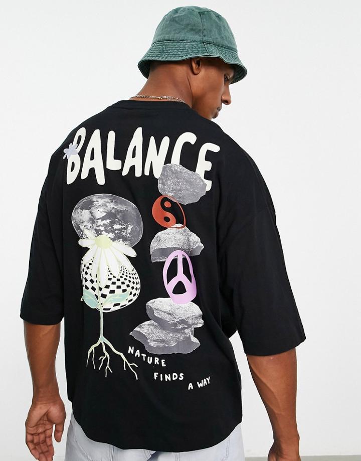 Asos Design Oversized T-shirt In Black With Mystic Back Print