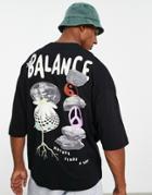 Asos Design Oversized T-shirt In Black With Mystic Back Print