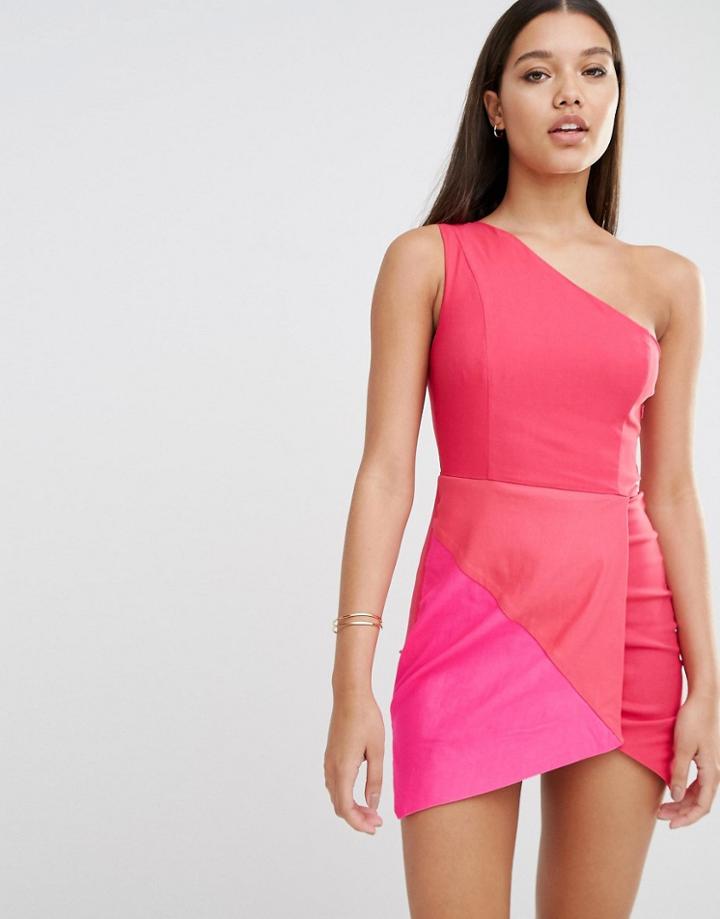 Rare London Panel Bodycon Dress - Pink Multi