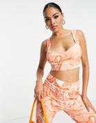 Collective The Label Exclusive Crop Top In Retro Swirl Print - Part Of A Set-orange