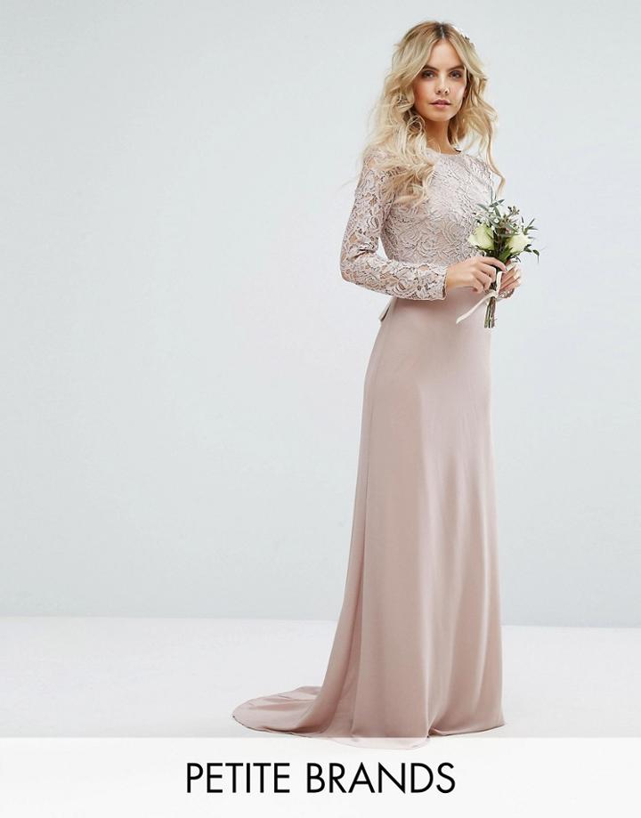 Tfnc Petite Wedding Lace Maxi Dress With Bow Back - Pink