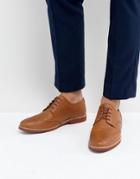 Red Tape Brogues In Milled Tan Leather - Tan