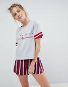 Asos Design More Self Love Tee And Woven Short Pyjama Set - Multi