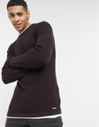 Threadbare Dolan Sweater In Burgundy And Black Twist-purple